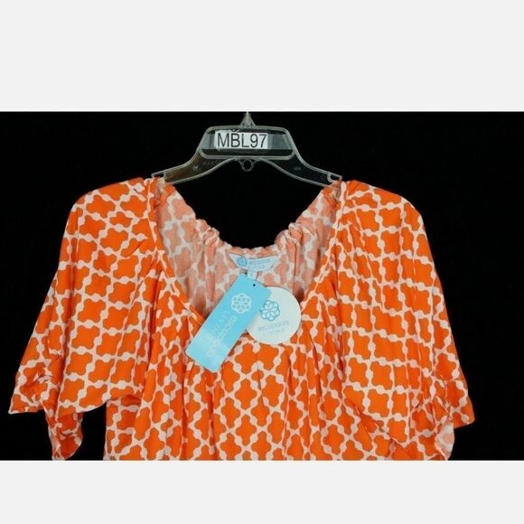 ESCAPADA LIVING S/S JOJO TOP  WHITE TANGERINE MARR - Picture 7 of 9